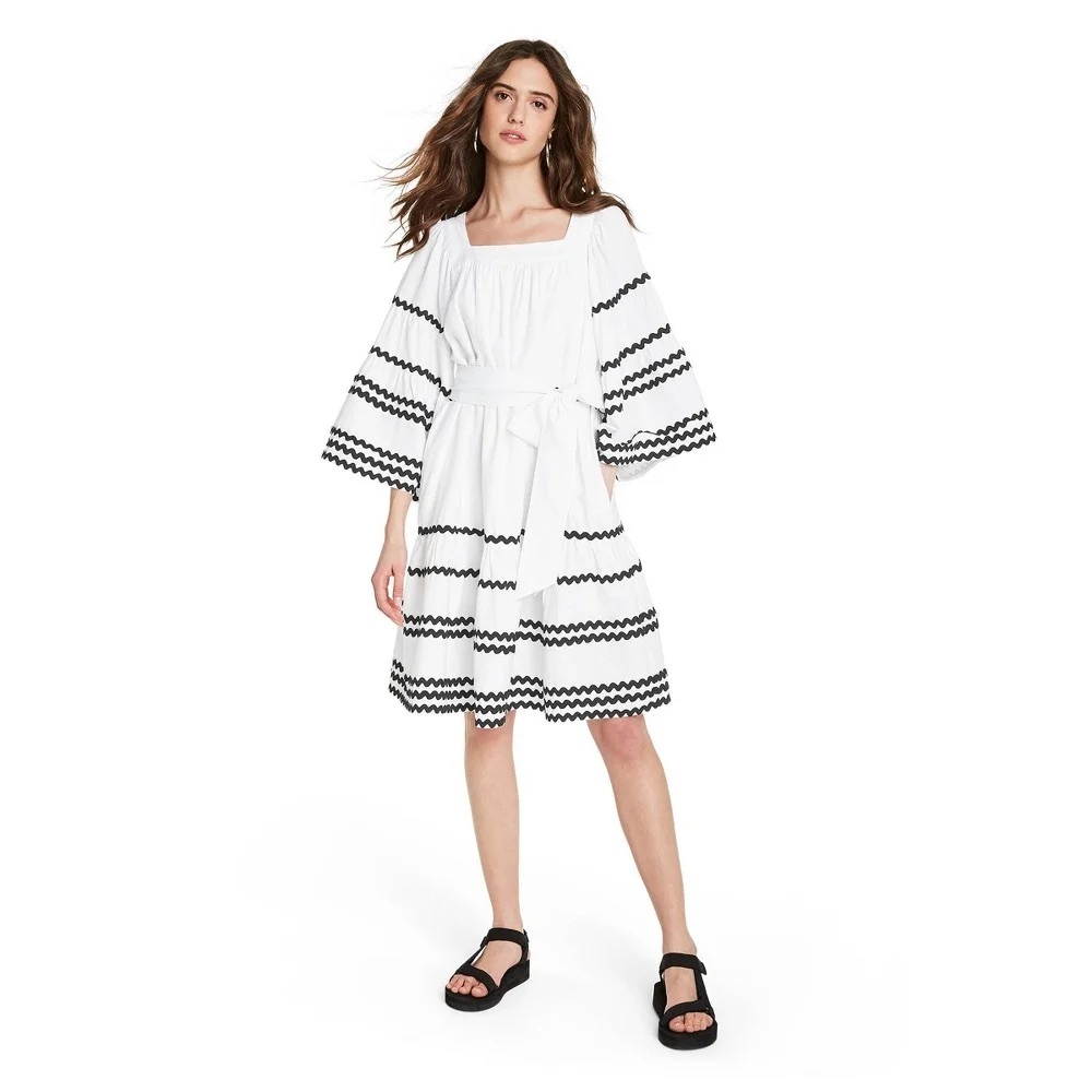 Lisa Marie Fernandez x Target Ric Rac White Linen-Blend Mini Dress Womens Medium